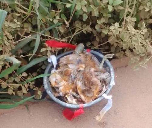 Un canari rempli de gris gris déposé devant la résidence d'un responsable du Rhdp