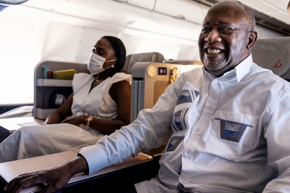 Avec Laurent Gbagbo, de retour à Abidjan, credit photo  Paris Match